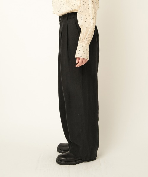 RNA-N（アールエヌエーエヌ）の「R4356 オールドリネンワイドスラックス（スラックス・レディース・ライトグリーン/ブラック/アッシュグレー/ネイビー・FREE）」の6枚目の写真