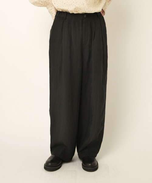 RNA-N（アールエヌエーエヌ）の「R4356 オールドリネンワイドスラックス（スラックス・レディース・ライトグリーン/ブラック/アッシュグレー/ネイビー・FREE）」の19枚目の写真