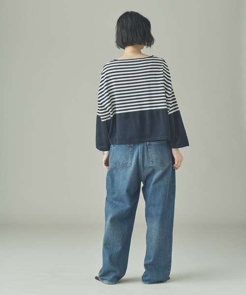 Curensology（カレンソロジー）の「Curensology(カレンソロジー)/シアーボーダーニットプルオーバー（ニット/セーター・レディース・ブラック/ホワイト/ネイビー・FREE）」の17枚目の写真