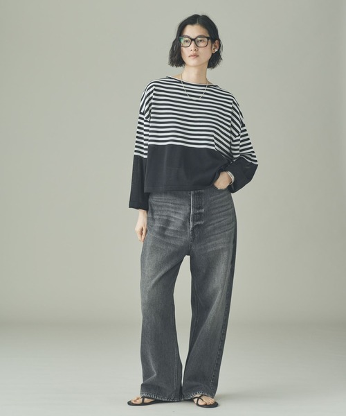 Curensology（カレンソロジー）の「Curensology(カレンソロジー)/シアーボーダーニットプルオーバー（ニット/セーター・レディース・ブラック/ホワイト/ネイビー・FREE）」の22枚目の写真