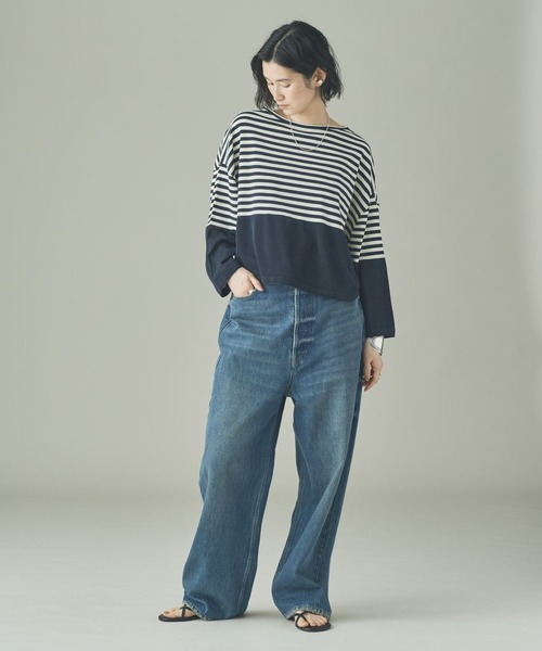 Curensology（カレンソロジー）の「Curensology(カレンソロジー)/シアーボーダーニットプルオーバー（ニット/セーター・レディース・ブラック/ホワイト/ネイビー・FREE）」の15枚目の写真