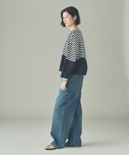 Curensology（カレンソロジー）の「Curensology(カレンソロジー)/シアーボーダーニットプルオーバー（ニット/セーター・レディース・ブラック/ホワイト/ネイビー・FREE）」の16枚目の写真