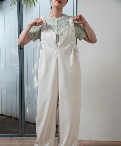 lawgy(ラウジー)の「openwork mesh short sleeve cardigan / オープンワークメッシュショートスリーブカーディガン(カーディガン/ボレロ・レディース・アイボリー/ライトグリーン・FREE)」の16枚目の写真