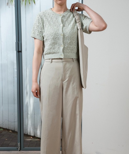 lawgy(ラウジー)の「openwork mesh short sleeve cardigan / オープンワークメッシュショートスリーブカーディガン(カーディガン/ボレロ・レディース・アイボリー/ライトグリーン・FREE)」の18枚目の写真