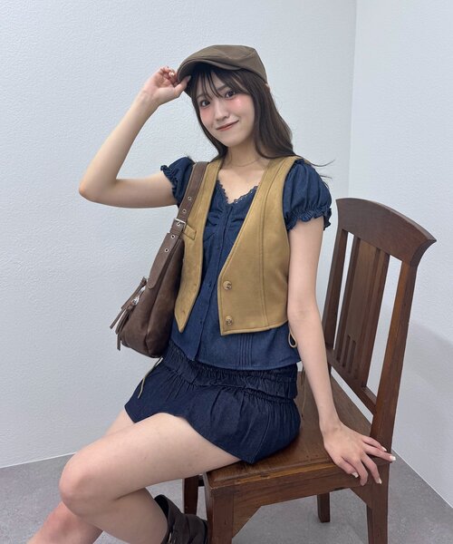 mline（エムライン）の「[mline]フレンチスリーブ2WAYブラウス（シャツ/ブラウス・レディース・ブラック/オフホワイト/ネイビー・FREE）」の3枚目の写真