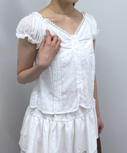 mline（エムライン）の「[mline]フレンチスリーブ2WAYブラウス（シャツ/ブラウス・レディース・ブラック/オフホワイト/ネイビー・FREE）」の9枚目の写真