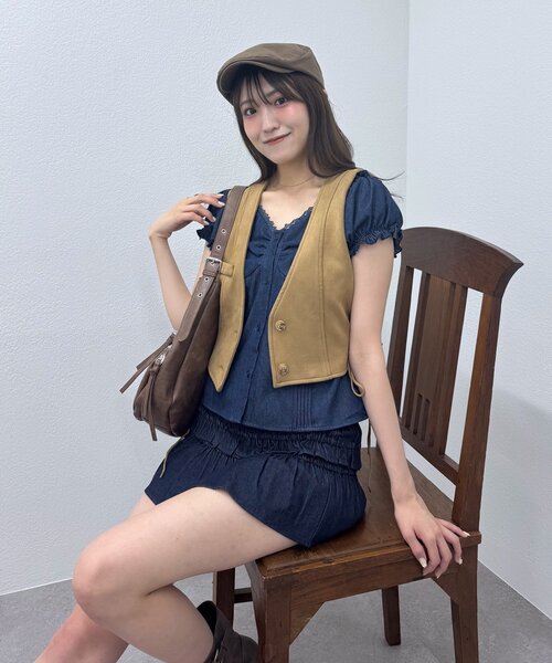 mline（エムライン）の「[mline]フレンチスリーブ2WAYブラウス（シャツ/ブラウス・レディース・ブラック/オフホワイト/ネイビー・FREE）」の18枚目の写真