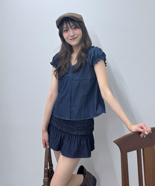 mline（エムライン）の「[mline]フレンチスリーブ2WAYブラウス（シャツ/ブラウス・レディース・ブラック/オフホワイト/ネイビー・FREE）」の20枚目の写真