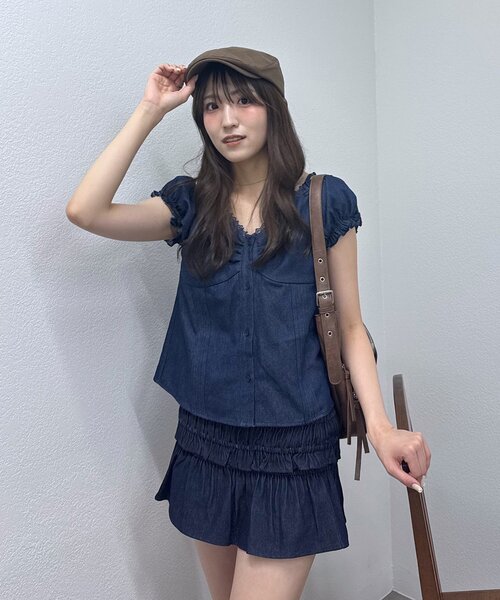 mline（エムライン）の「[mline]フレンチスリーブ2WAYブラウス（シャツ/ブラウス・レディース・ブラック/オフホワイト/ネイビー・FREE）」の21枚目の写真
