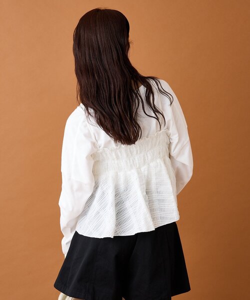 mystic（ミスティック）の「【4色展開/レイヤードスタイル】チュールチェックビスチェ（その他トップス・レディース・ブラック/オフホワイト/ブラウン/ブルー・FREE）」の8枚目の写真