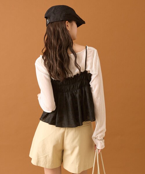 mystic（ミスティック）の「【4色展開/レイヤードスタイル】チュールチェックビスチェ（その他トップス・レディース・ブラック/オフホワイト/ブラウン/ブルー・FREE）」の16枚目の写真