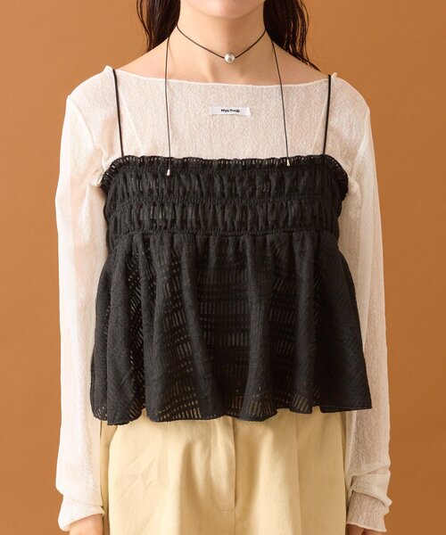 mystic（ミスティック）の「【4色展開/レイヤードスタイル】チュールチェックビスチェ（その他トップス・レディース・ブラック/オフホワイト/ブラウン/ブルー・FREE）」の17枚目の写真