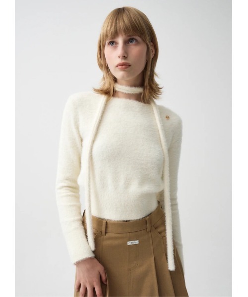 MARITHE + FRANCOIS GIRBAUD（マリテフランソワジルボー）の「W MUFFLER SET- SWEATER（ニット/セーター・レディース・アイボリー/ピンク/ブラック・フリー）」の4枚目の写真