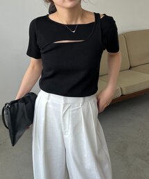 CAPRICIEUX LE'MAGE | クロスレイヤード半袖ニット(ニット/セーター)