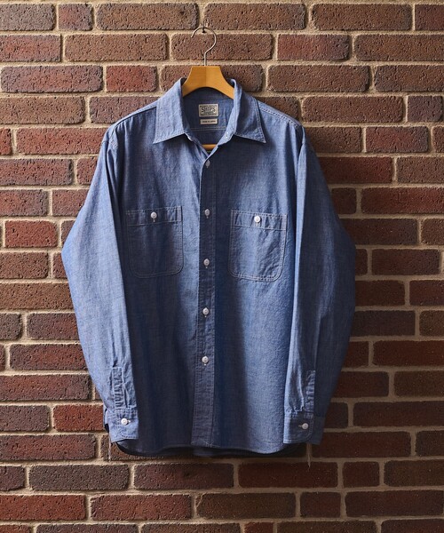 SHIPS(シップス)の「SHIPS: AUTHENTIC シャンブレー ワークシャツ(シャツ/ブラウス・メンズ・ライトブルー/ダークグレー・SMALL/MEDIUM/LARGE/X-LARGE)」の2枚目の写真