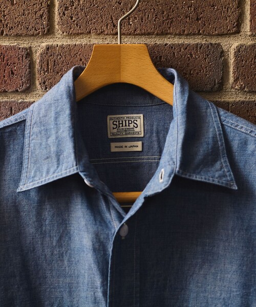 SHIPS(シップス)の「SHIPS: AUTHENTIC シャンブレー ワークシャツ(シャツ/ブラウス・メンズ・ライトブルー/ダークグレー・SMALL/MEDIUM/LARGE/X-LARGE)」の3枚目の写真