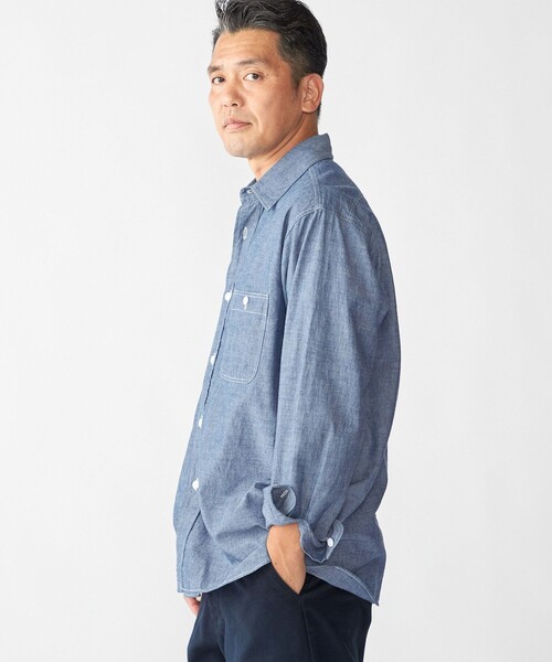 SHIPS(シップス)の「SHIPS: AUTHENTIC シャンブレー ワークシャツ(シャツ/ブラウス・メンズ・ライトブルー/ダークグレー・SMALL/MEDIUM/LARGE/X-LARGE)」の12枚目の写真