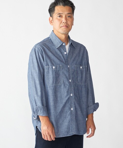 SHIPS(シップス)の「SHIPS: AUTHENTIC シャンブレー ワークシャツ(シャツ/ブラウス・メンズ・ライトブルー/ダークグレー・SMALL/MEDIUM/LARGE/X-LARGE)」の13枚目の写真