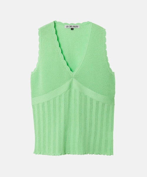 LE CIEL BLEU(ルシェルブルー)の「スリーブレスレースニット / Sleeveless Lace Knit(ニット/セーター・レディース・オレンジ/ライトグリーン/ライトグレー/ブラック/ブルー・36)」の4枚目の写真