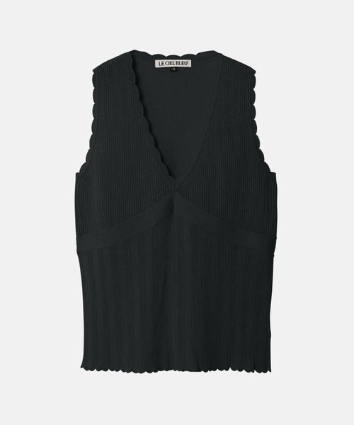 LE CIEL BLEU(ルシェルブルー)の「スリーブレスレースニット / Sleeveless Lace Knit(ニット/セーター・レディース・オレンジ/ライトグリーン/ライトグレー/ブラック/ブルー・36)」の2枚目の写真