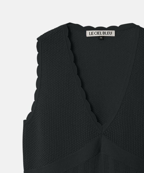 LE CIEL BLEU(ルシェルブルー)の「スリーブレスレースニット / Sleeveless Lace Knit(ニット/セーター・レディース・オレンジ/ライトグリーン/ライトグレー/ブラック/ブルー・36)」の6枚目の写真