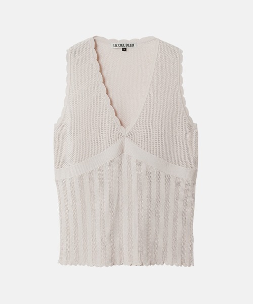 LE CIEL BLEU(ルシェルブルー)の「スリーブレスレースニット / Sleeveless Lace Knit(ニット/セーター・レディース・オレンジ/ライトグリーン/ライトグレー/ブラック/ブルー・36)」の13枚目の写真
