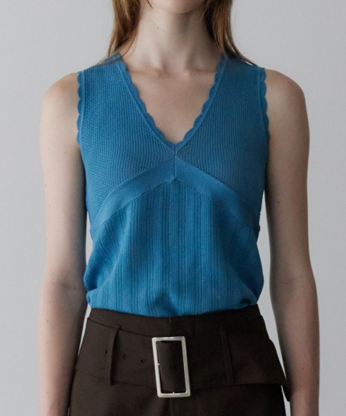 LE CIEL BLEU(ルシェルブルー)の「スリーブレスレースニット / Sleeveless Lace Knit(ニット/セーター・レディース・オレンジ/ライトグリーン/ライトグレー/ブラック/ブルー・36)」の20枚目の写真