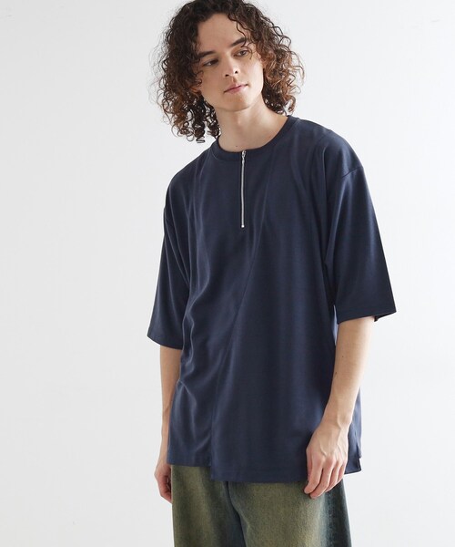 tk.TAKEO KIKUCHI(ティーケータケオキクチ)の「ウェーブ切替ジップTシャツ(Tシャツ/カットソー・メンズ・ブラック/ホワイト/ネイビー・02/03/04)」の12枚目の写真