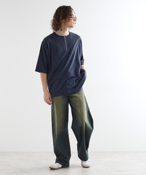 tk.TAKEO KIKUCHI(ティーケータケオキクチ)の「ウェーブ切替ジップTシャツ(Tシャツ/カットソー・メンズ・ブラック/ホワイト/ネイビー・02/03/04)」の13枚目の写真