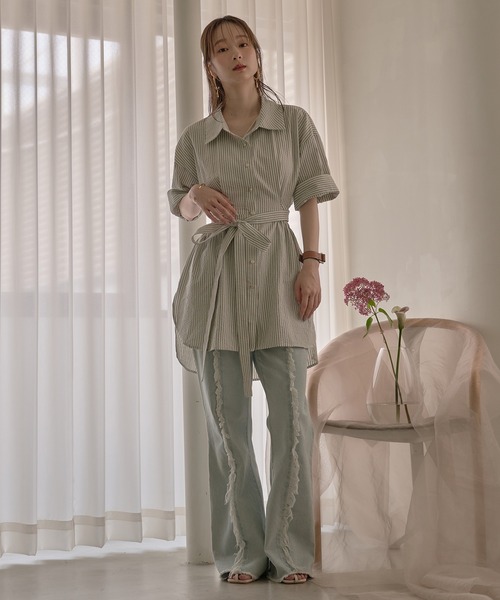 mideal(マイディール)の「back open striped shirt / バックオープンストライプシャツ(シャツ/ブラウス・レディース・オフホワイト/ネイビー・FREE)」の17枚目の写真