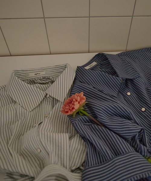mideal(マイディール)の「back open striped shirt / バックオープンストライプシャツ(シャツ/ブラウス・レディース・オフホワイト/ネイビー・FREE)」の18枚目の写真