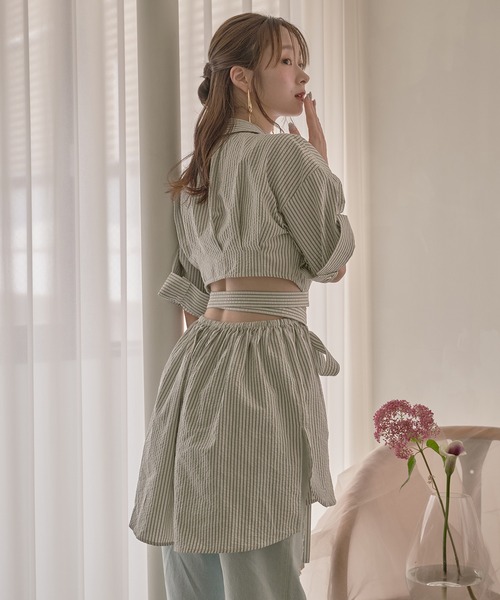 mideal(マイディール)の「back open striped shirt / バックオープンストライプシャツ(シャツ/ブラウス・レディース・オフホワイト/ネイビー・FREE)」の22枚目の写真