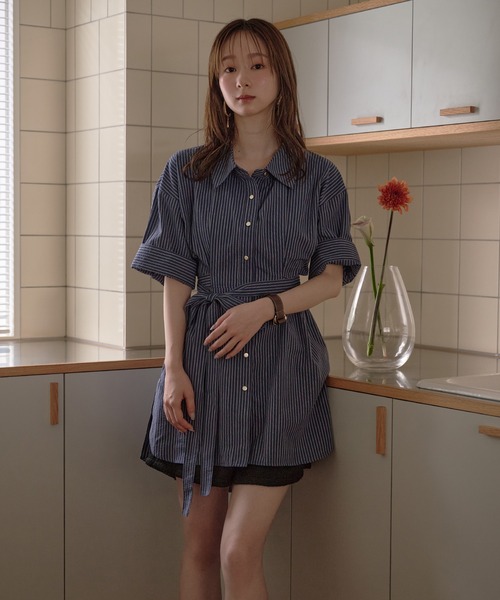 mideal(マイディール)の「back open striped shirt / バックオープンストライプシャツ(シャツ/ブラウス・レディース・オフホワイト/ネイビー・FREE)」の21枚目の写真