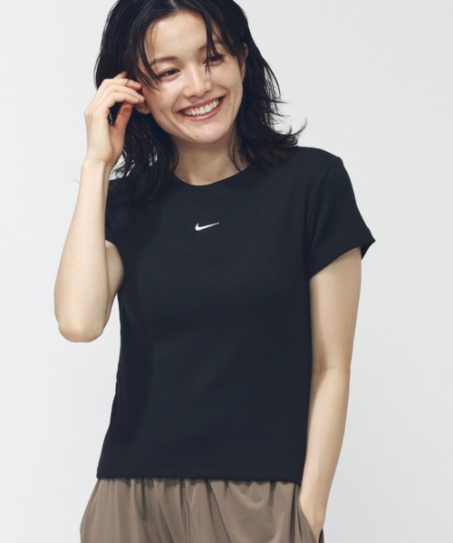 NIKE（ナイキ）の「ナイキ  NSW リブ タイツ S/S  NIKE（Tシャツ/カットソー・レディース・オフホワイト/ホワイト/ブラウン/ブラック・M/L/S/XL）」の3枚目の写真