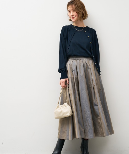 MICA&DEAL（マイカ＆ディール）の「シャンブレータフタタックギャザースカート（スカート・レディース・ワインレッド/ブラウン/グレー・FREE）」の12枚目の写真