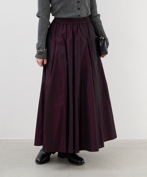MICA&DEAL（マイカ＆ディール）の「シャンブレータフタタックギャザースカート（スカート・レディース・ワインレッド/ブラウン/グレー・FREE）」の5枚目の写真