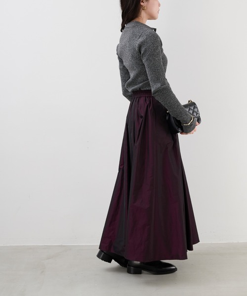 MICA&DEAL（マイカ＆ディール）の「シャンブレータフタタックギャザースカート（スカート・レディース・ワインレッド/ブラウン/グレー・FREE）」の8枚目の写真