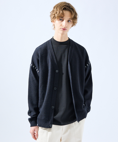 AH ABAHOUSE（エーエイチアバハウス）の「【AH ABAHOUSE】ハンドステッチ カーディガン（カーディガン/ボレロ・メンズ・グレイッシュブルー/ブラック/グレイッシュベージュ/ホワイト・46/48）」の2枚目の写真