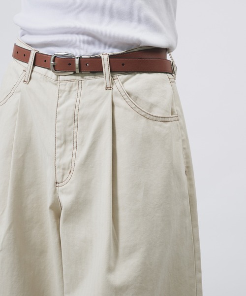 Adoon plain（アドーンプレーン）の「TUCK HERRINGBONE WIDE PANTS / タックヘリンボーンワイドパンツ（スラックス・メンズ・アイボリー/ブラック/チャコールグレー・SMALL/LARGE/MEDIUM）」の19枚目の写真