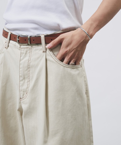 Adoon plain（アドーンプレーン）の「TUCK HERRINGBONE WIDE PANTS / タックヘリンボーンワイドパンツ（スラックス・メンズ・アイボリー/ブラック/チャコールグレー・SMALL/LARGE/MEDIUM）」の20枚目の写真
