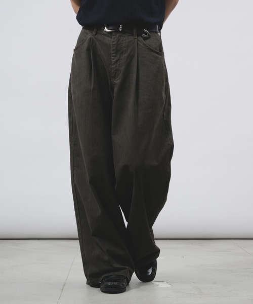 TUCK HERRINGBONE WIDE PANTS / タックヘリンボーンワイドパンツ
