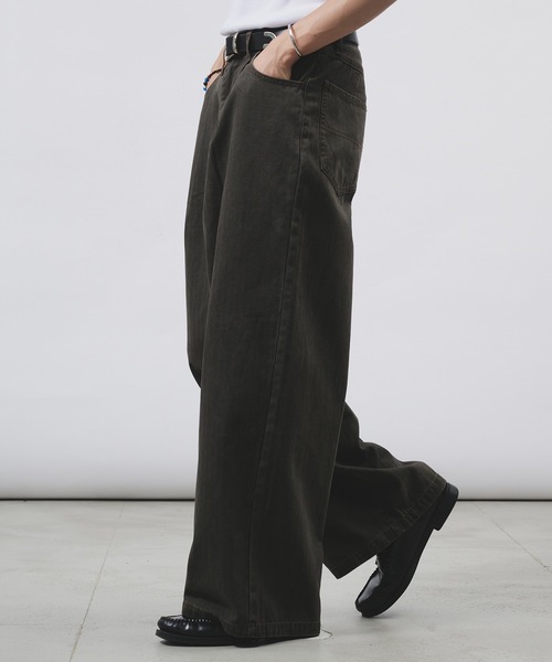 conte ヘリンボーン タックワイドパンツ CONTE/ボトム/36/コットン/NVY