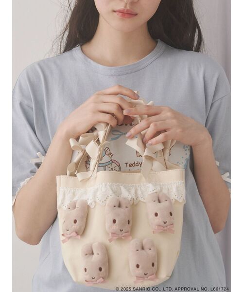 マロンクリームribbonハンドルミニトート（ハンドバッグ）｜merry