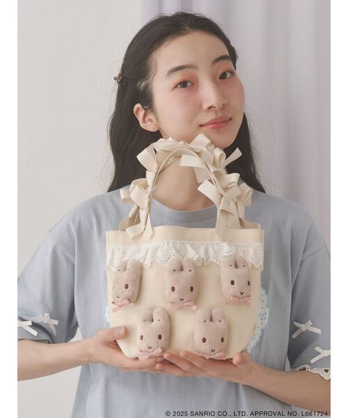 merry jenny バッグ 【美品】 マロンクリームribbonハンドルミニトート（ハンドバッグ
