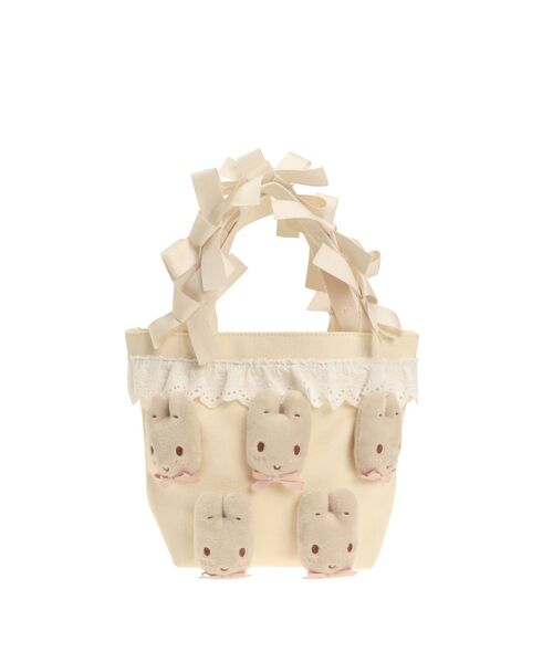 merry jenny（メリージェニー）の「マロンクリームribbonハンドルミニトート（ハンドバッグ・レディース・ピンク/アイボリー・FREE）」の2枚目の写真