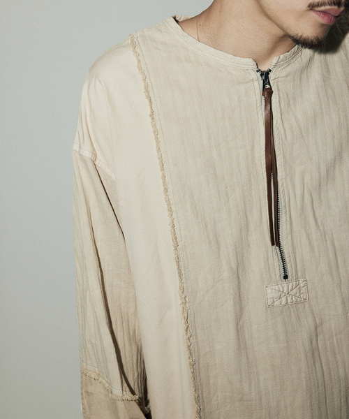 JOURNAL STANDARD J.S HOMESTEAD（ジャーナルスタンダードホームステッド）の「J.S.Homestead / バリアス クロス ジップ シャツ（シャツ/ブラウス・メンズ・ブラック/アイボリー・MEDIUM/LARGE）」の9枚目の写真