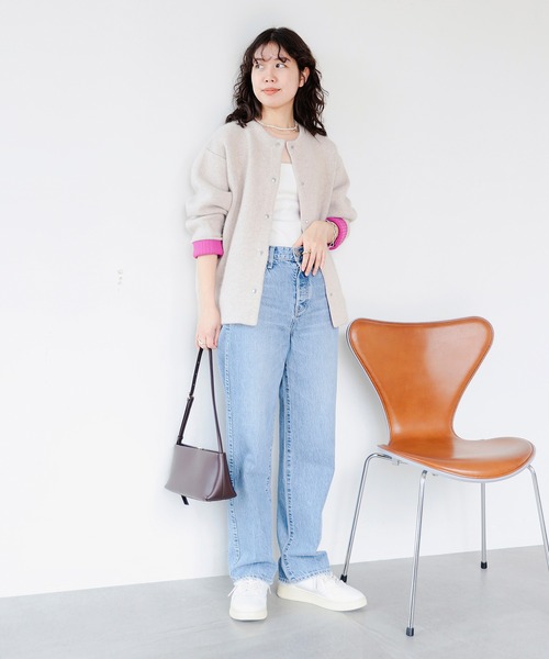 B:MING by BEAMS（ビーミングバイビームス）の「裏配色 ニット カーディガン (手洗い可)（カーディガン/ボレロ・レディース・ブラウン系その他/グレー・ONE SIZE）」の3枚目の写真