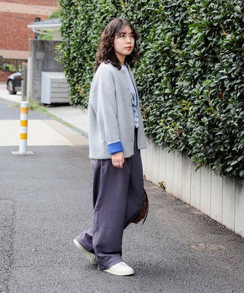 B:MING by BEAMS（ビーミングバイビームス）の「裏配色 ニット カーディガン (手洗い可)（カーディガン/ボレロ・レディース・ブラウン系その他/グレー・ONE SIZE）」の8枚目の写真