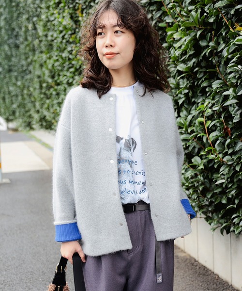 B:MING by BEAMS（ビーミングバイビームス）の「裏配色 ニット カーディガン (手洗い可)（カーディガン/ボレロ・レディース・ブラウン系その他/グレー・ONE SIZE）」の9枚目の写真