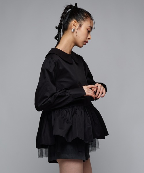 Narcissus（ナルシス）の「丸襟ブラウス/ペプラムブラウス《動画あり》（シャツ/ブラウス・レディース・ホワイト/ブラック・FREE）」の6枚目の写真